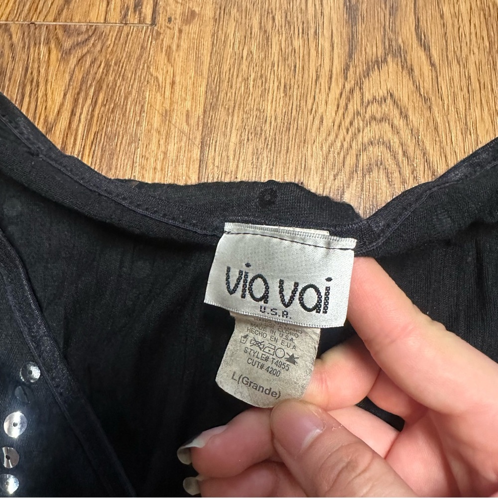 Vintage Y2K Black Sequin Wrap Top - Picture 5 of 8